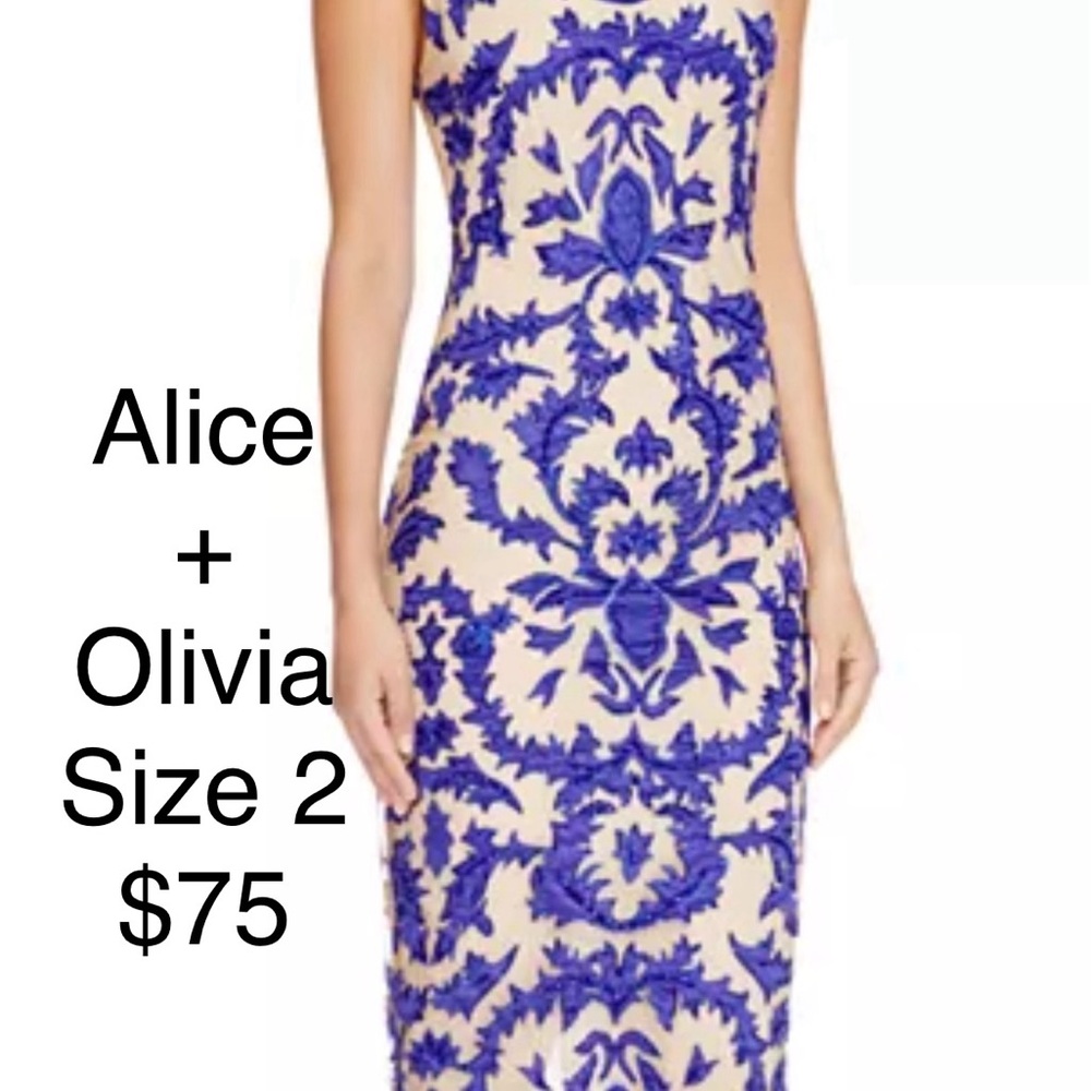 Royal Blue and White Halter Sheath Dress